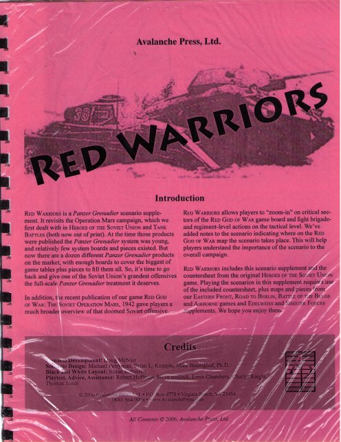 Red Warriors by Avalanche Press Ltd.